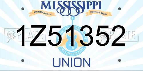 1Z51352 Mississippi License Plate
