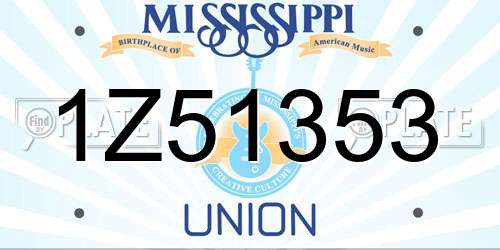 1Z51353 Mississippi License Plate