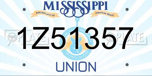 1Z51357 Mississippi License Plate