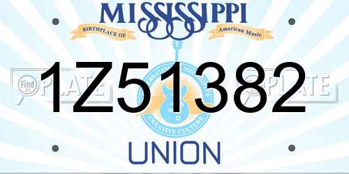 1Z51382 Mississippi License Plate
