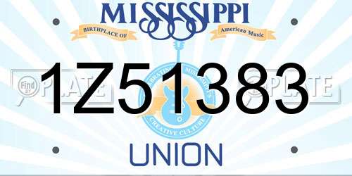 1Z51383 Mississippi License Plate