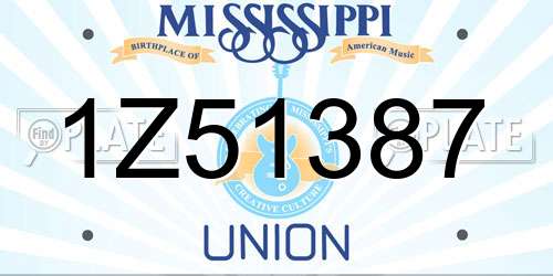1Z51387 Mississippi License Plate