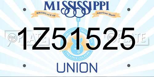 1Z51525 Mississippi License Plate