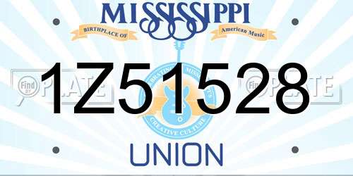1Z51528 Mississippi License Plate
