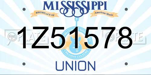 1Z51578 Mississippi License Plate