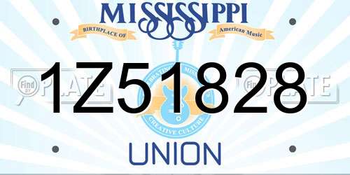 1Z51828 Mississippi License Plate