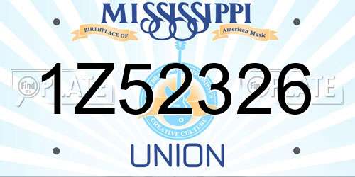 1Z52326 Mississippi License Plate