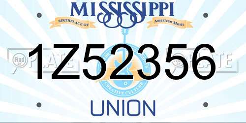 1Z52356 Mississippi License Plate