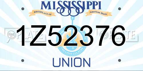1Z52376 Mississippi License Plate
