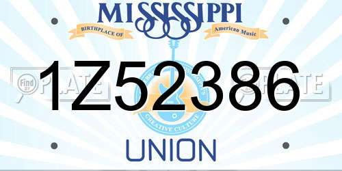 1Z52386 Mississippi License Plate