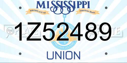 1Z52489 Mississippi License Plate