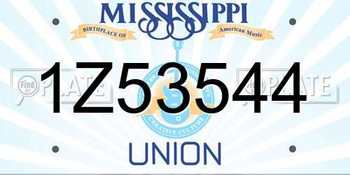 1Z53544 Mississippi License Plate
