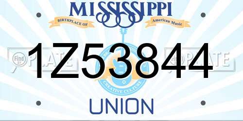 1Z53844 Mississippi License Plate