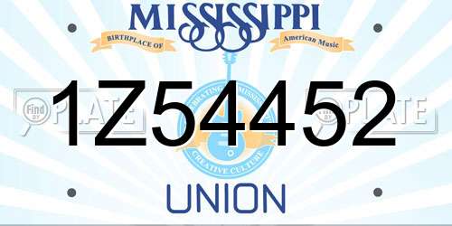 1Z54452 Mississippi License Plate