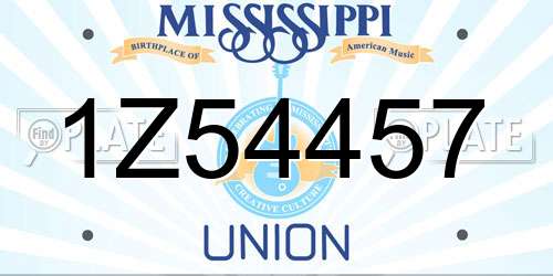1Z54457 Mississippi License Plate
