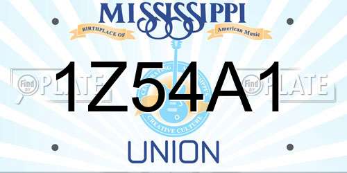 1Z54A1 Mississippi License Plate