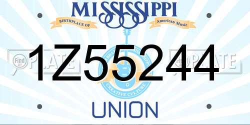 1Z55244 Mississippi License Plate