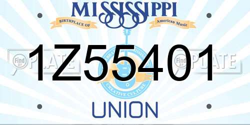 1Z55401 Mississippi License Plate