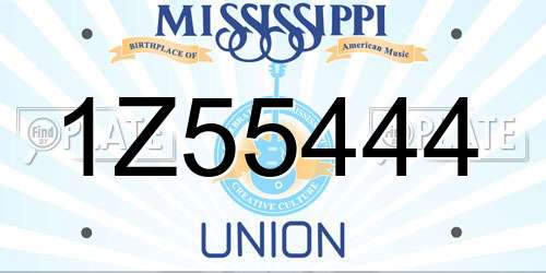 1Z55444 Mississippi License Plate