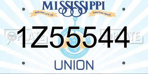 1Z55544 Mississippi License Plate