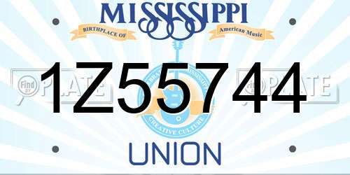 1Z55744 Mississippi License Plate
