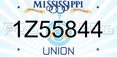 1Z55844 Mississippi License Plate
