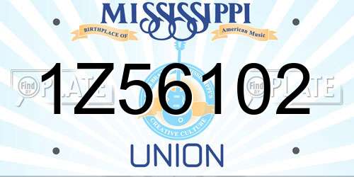 1Z56102 Mississippi License Plate