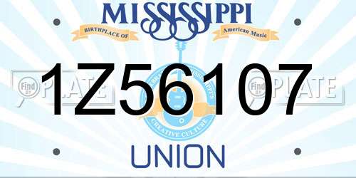 1Z56107 Mississippi License Plate