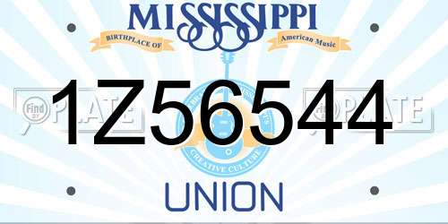 1Z56544 Mississippi License Plate