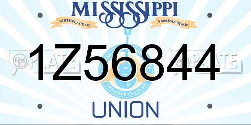 1Z56844 Mississippi License Plate