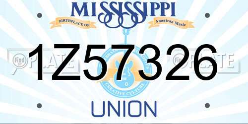 1Z57326 Mississippi License Plate