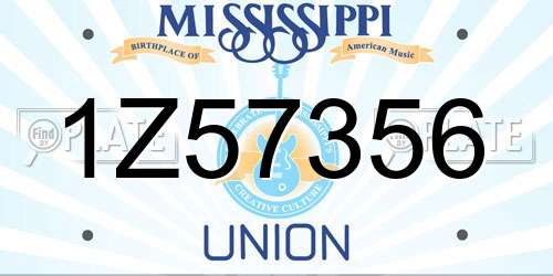 1Z57356 Mississippi License Plate