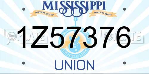 1Z57376 Mississippi License Plate