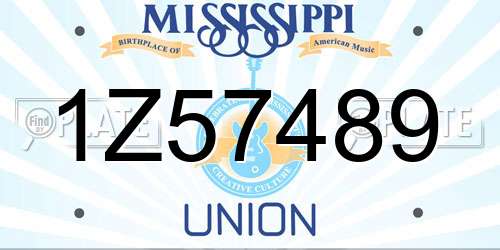 1Z57489 Mississippi License Plate