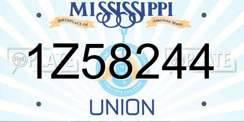 1Z58244 Mississippi License Plate