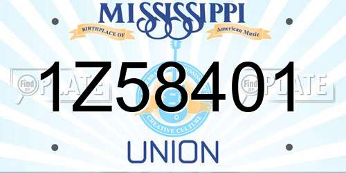 1Z58401 Mississippi License Plate