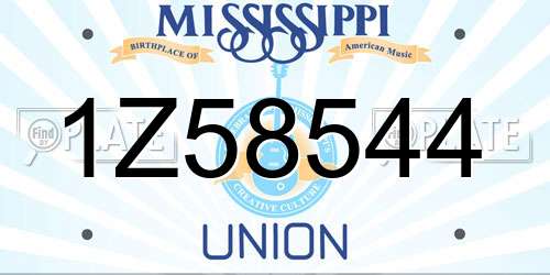 1Z58544 Mississippi License Plate
