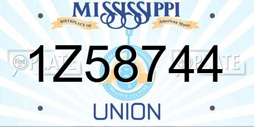 1Z58744 Mississippi License Plate