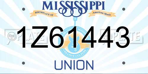 1Z61443 Mississippi License Plate