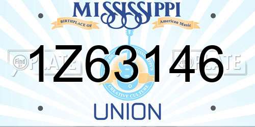 1Z63146 Mississippi License Plate
