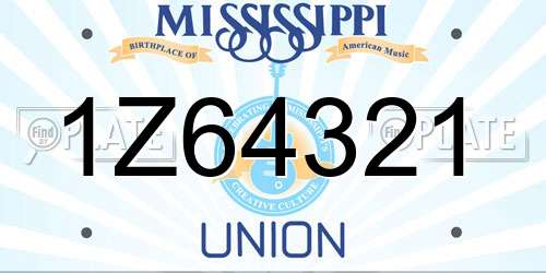 1Z64321 Mississippi License Plate