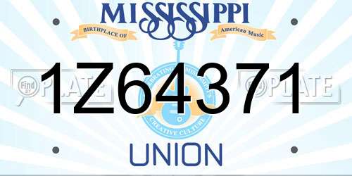 1Z64371 Mississippi License Plate