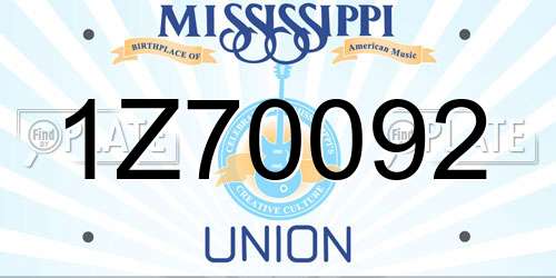 1Z70092 Mississippi License Plate