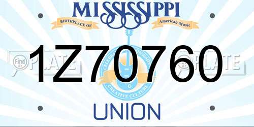1Z70760 Mississippi License Plate