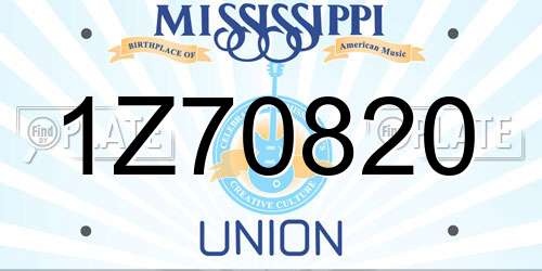 1Z70820 Mississippi License Plate