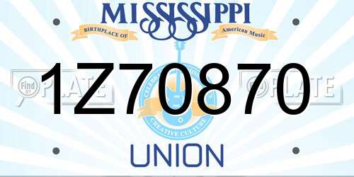 1Z70870 Mississippi License Plate
