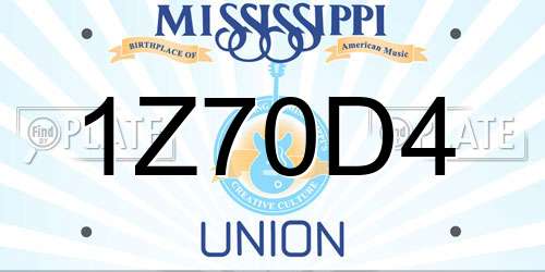 1Z70D4 Mississippi License Plate