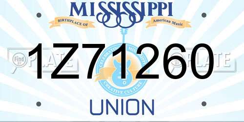 1Z71260 Mississippi License Plate