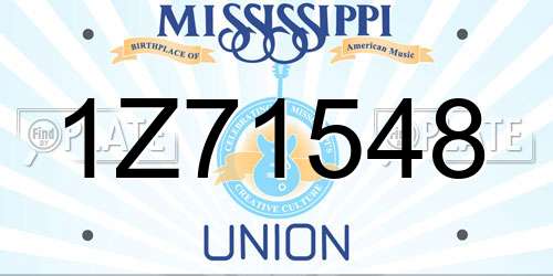 1Z71548 Mississippi License Plate