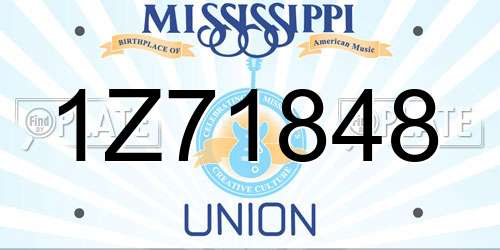 1Z71848 Mississippi License Plate